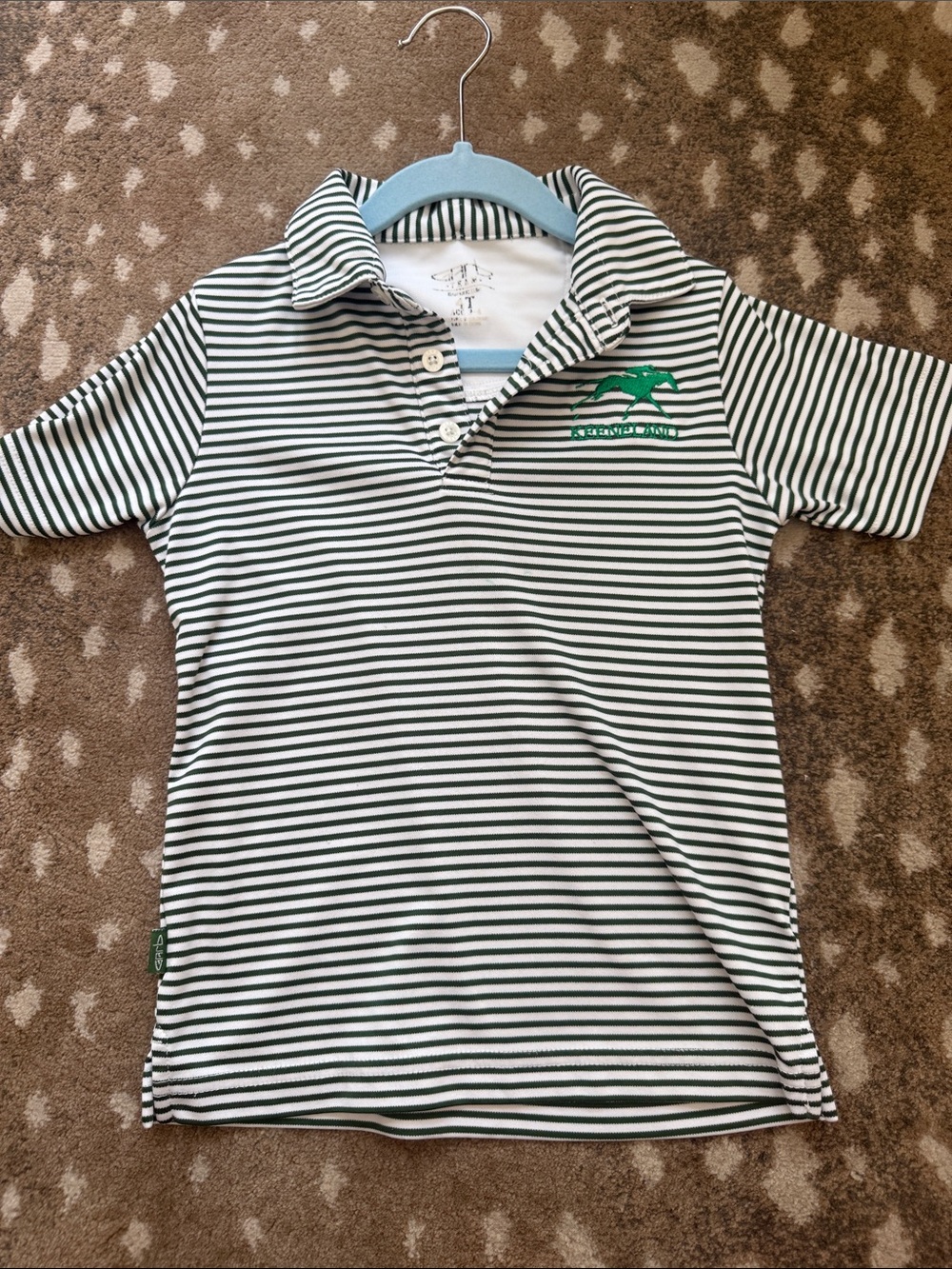 Striped Green & White Polo Shirt for Kids